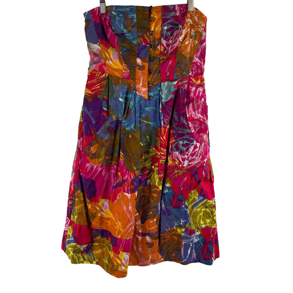 Anthropologie Dresses & Skirts - Anthropologie Moulinette Soeurs Strapless Floral Dress Button Bodice Size 8 EUC